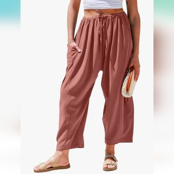 ⭐️40% Off⭐️ Tarse Linen Blend Wide Leg Palazzo Harem Pants - Picture 1 of 14